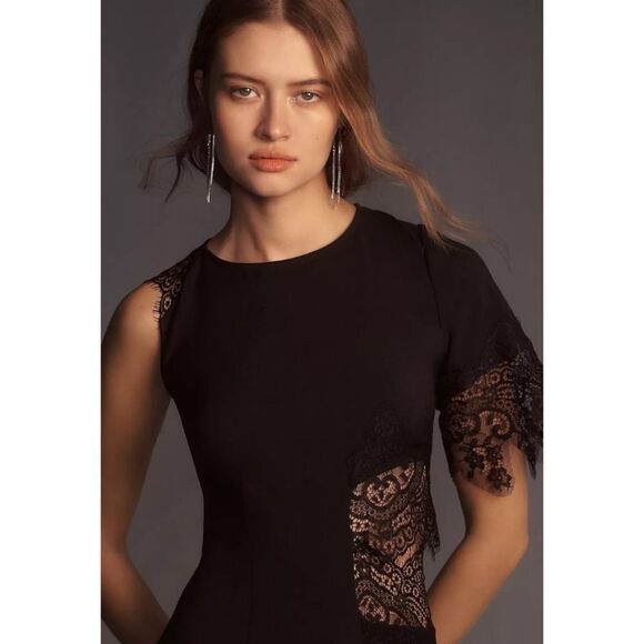 Anthropologie Asymmetrical Lace Maxi Slip Dress XS NWT | Modern Romantic Goth - Picture 5 of 15